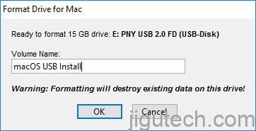 使用标签为 macOS 格式化 USB