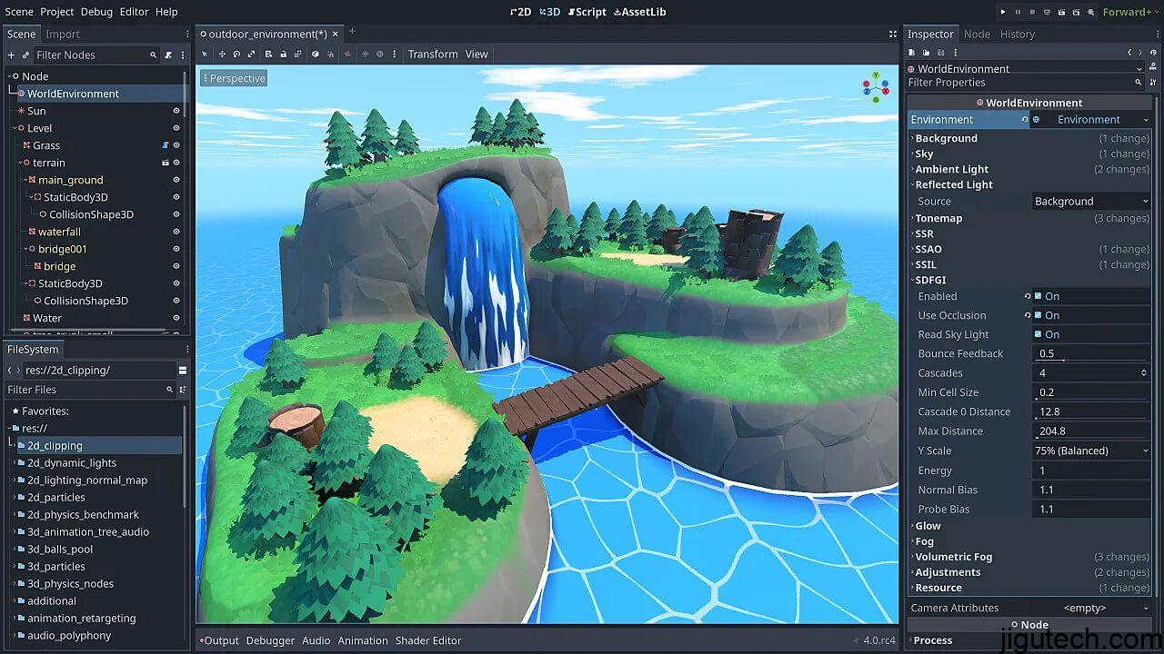a screenshot of godot 4.0's rendering capabilities