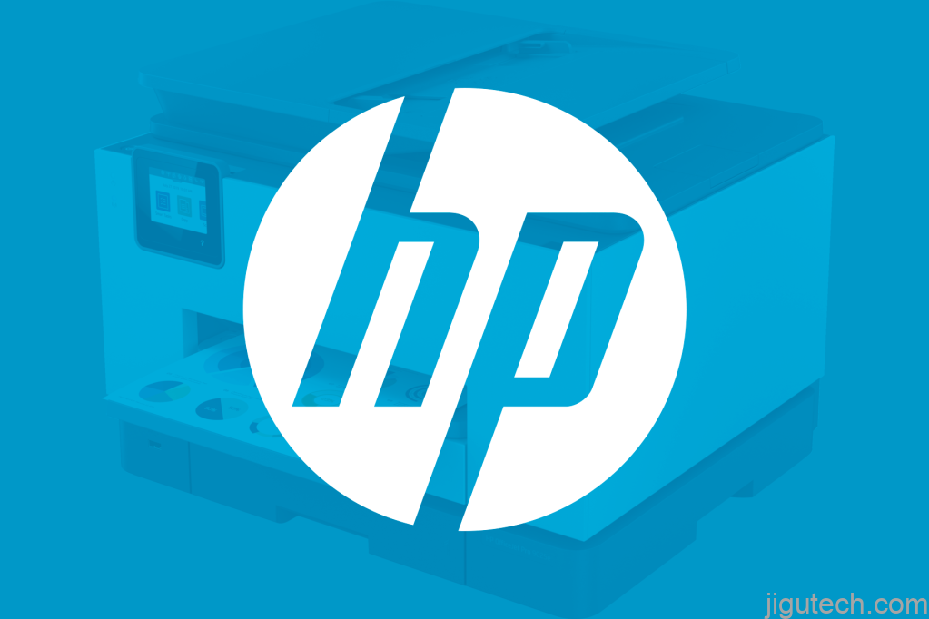 9025e 打印机上方的 HP 徽标