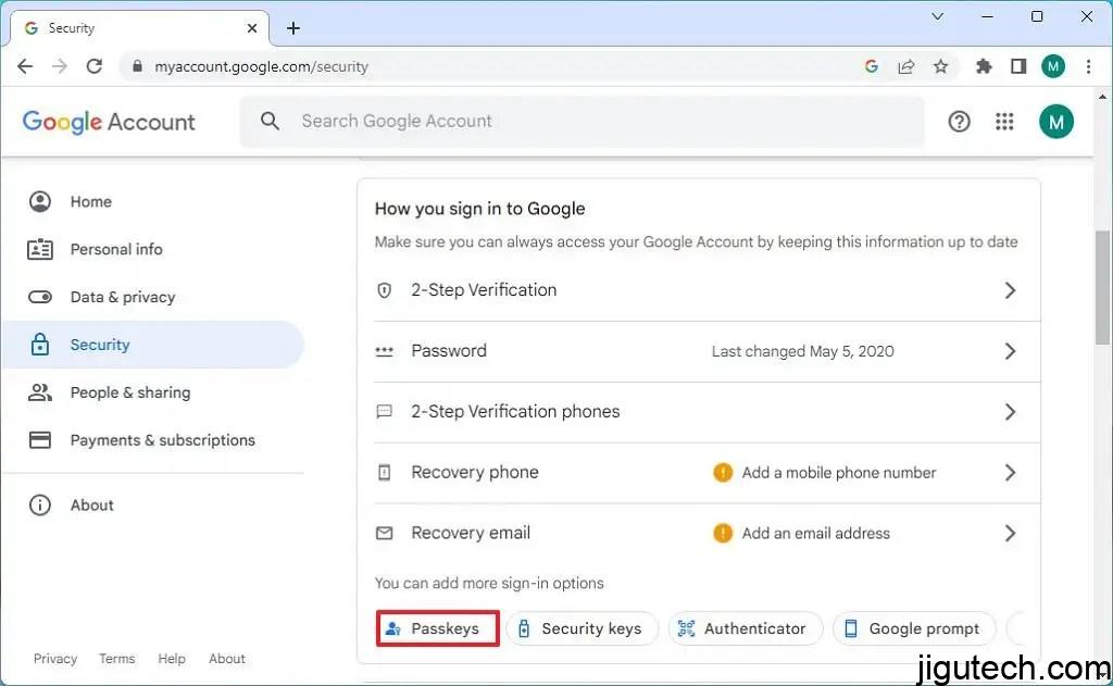 google-account-security-passkeys