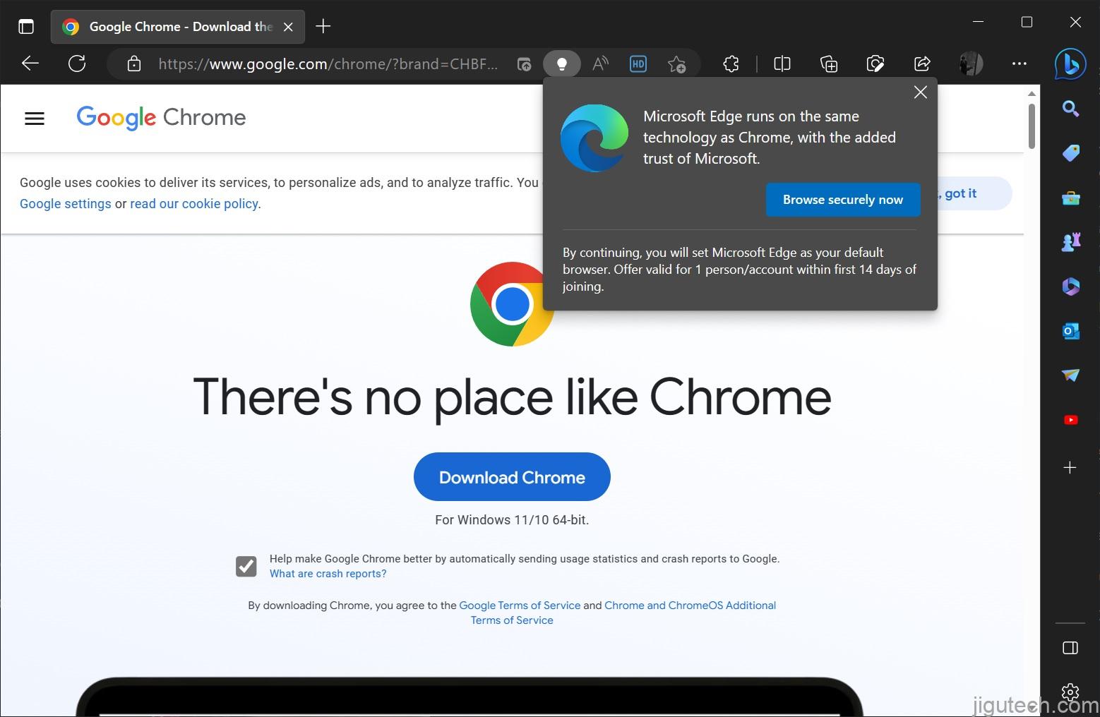 Microsoft Edge 广告 Chrome