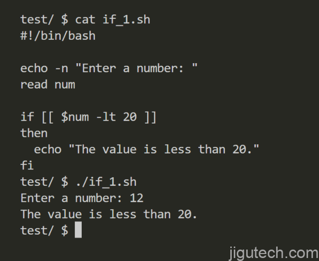 在 Linux bash 脚本中使用 if 作为条件语句来检查 netered 数是否小于 20