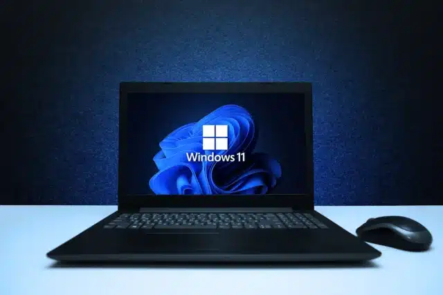 笔记本电脑上的 Windows 11 徽标
