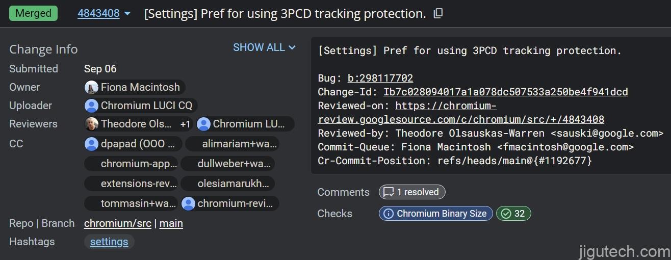 Chrome 跟踪保护功能