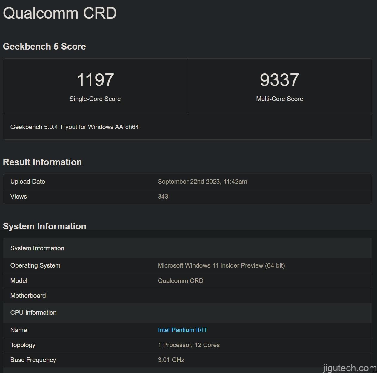 Snapdragon 8cx 第 4 代 CPU 基准测试