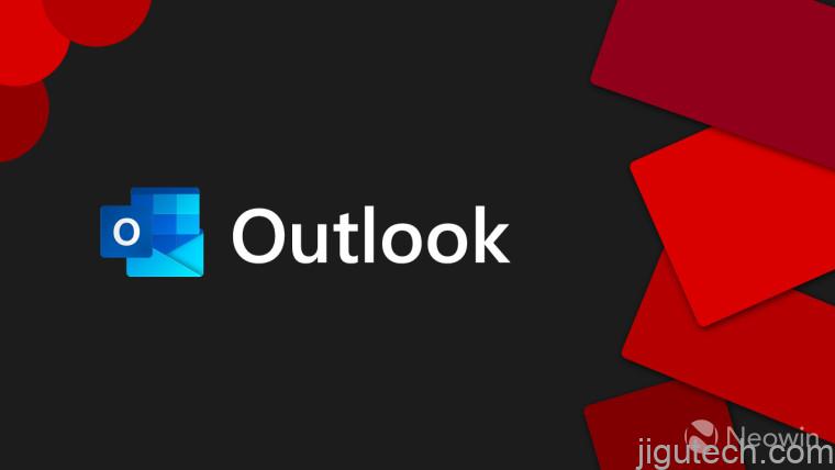 黑色和红色背景上的 Outlook 徽标