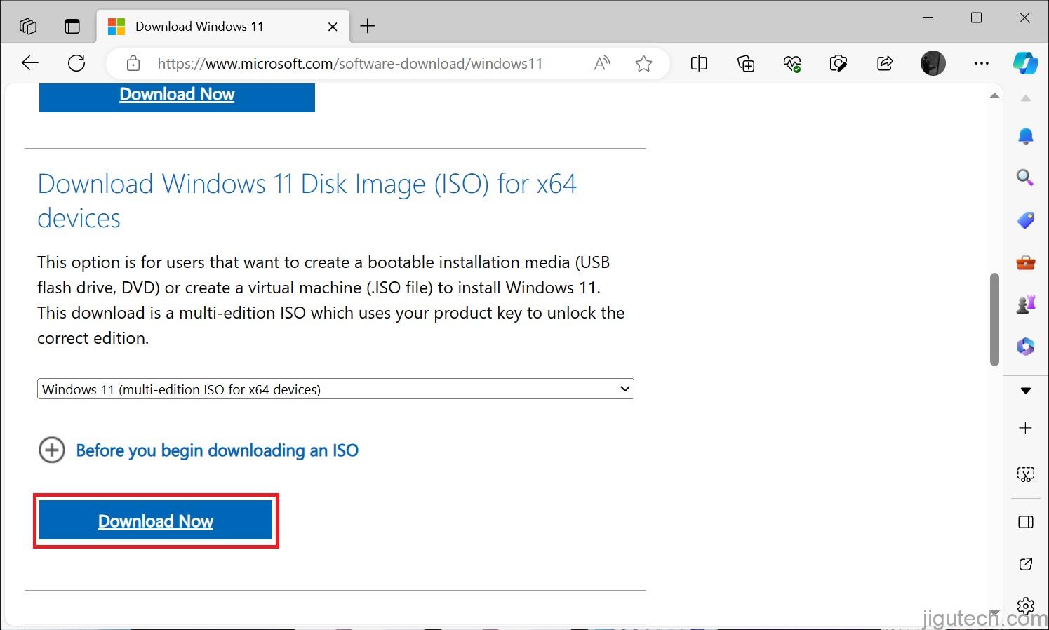 Windows 11 23H2 ISO 下载页面