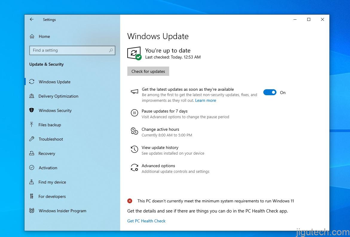 Windows 更新显示没有新更新