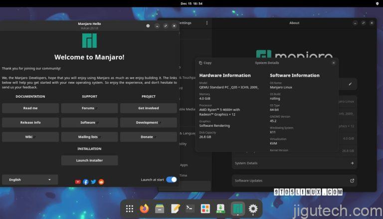 Manjaro 23.1“Vulcan”可与 GNOME 45、Linux 6.6 LTS 一起下载